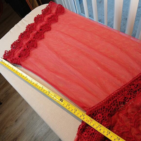 Sorrento Red Sheer Lace Top L blouse tunic swim cover boho lightweight summer - Picture 15 of 15